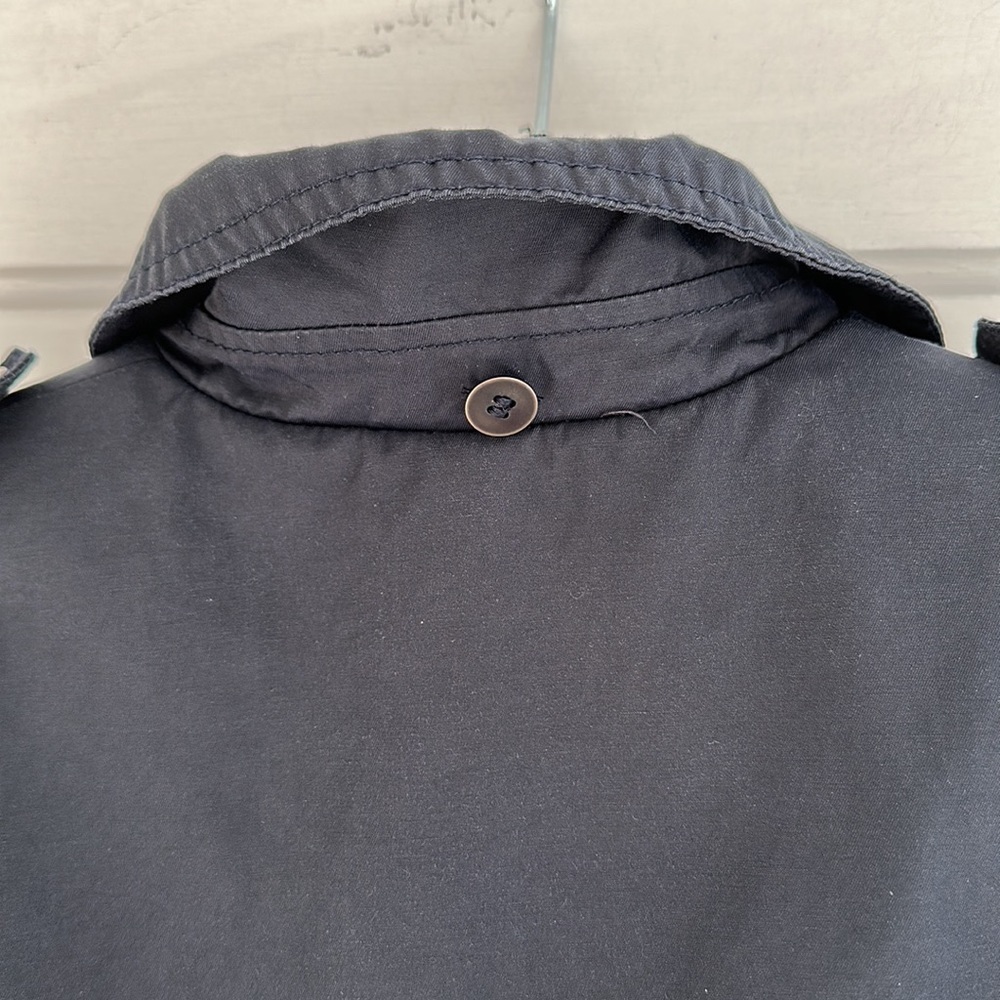 Zara Jacket Trench Coat Navy Blue Zip Front Lined Size XS - Picture 10 of 11